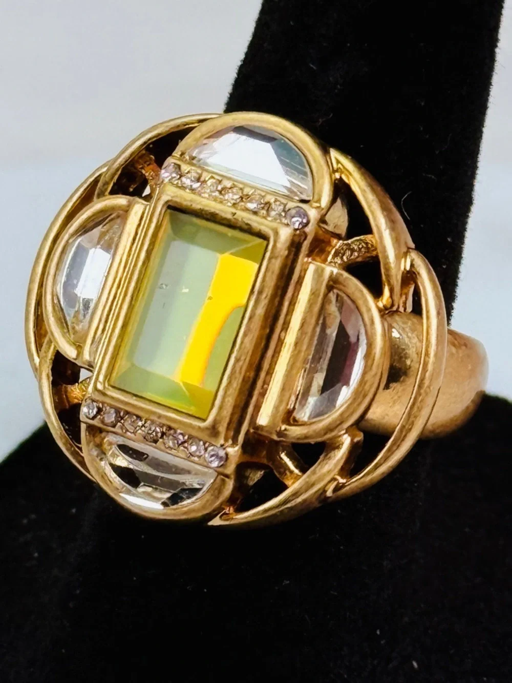Vintage Leah, Sophia, brasstone, compass ring size 5 3/4